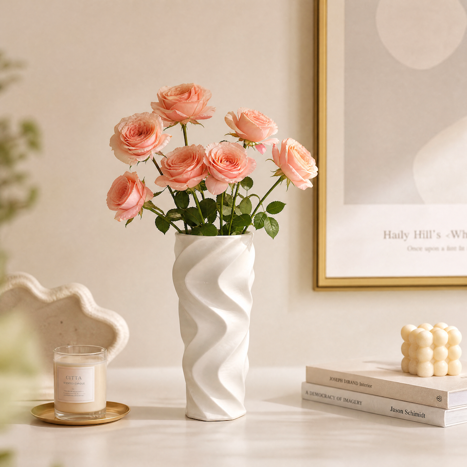 A Sculptural Twist Vase Inspired by Flowing Form