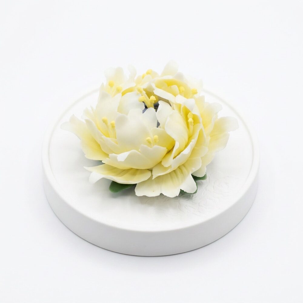 Handmade Yellow Peony Porcelain Flower – Elegant Aromatherapy Decor