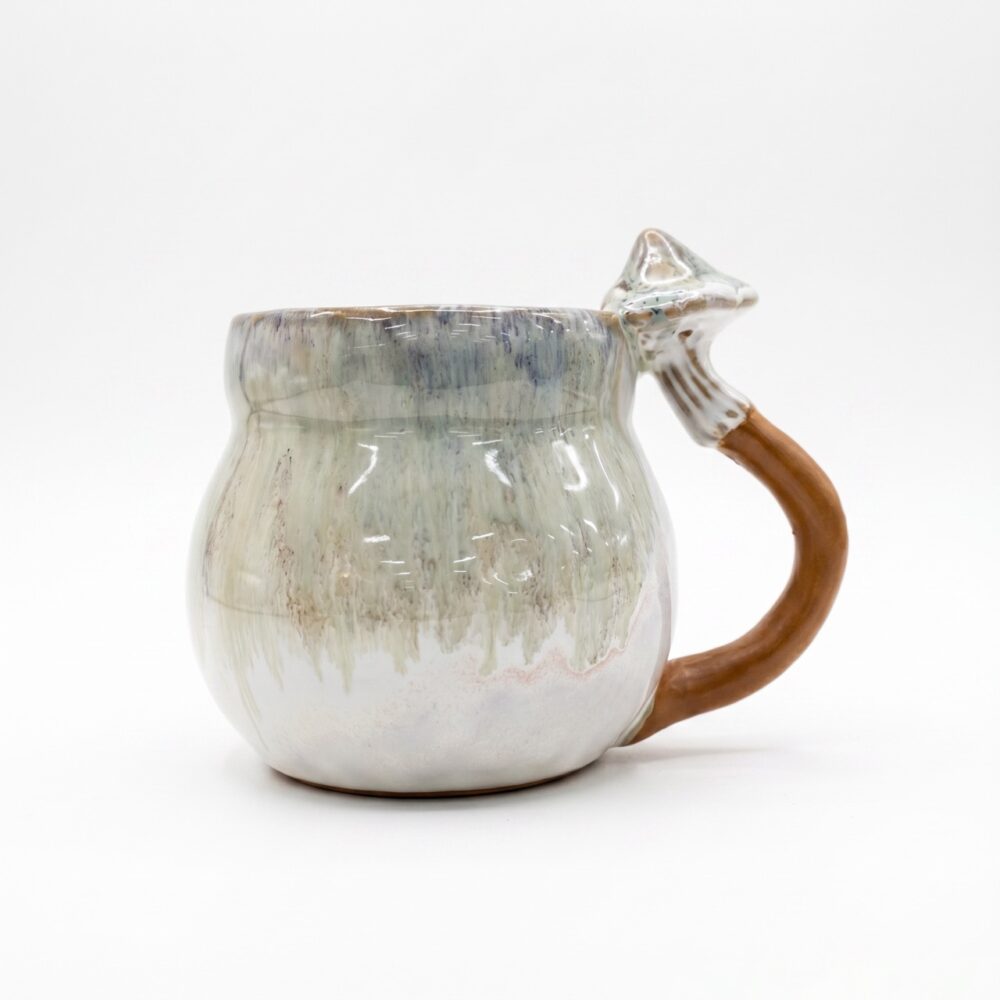 Round Mushroom Handle Ceramic Coffee Mug