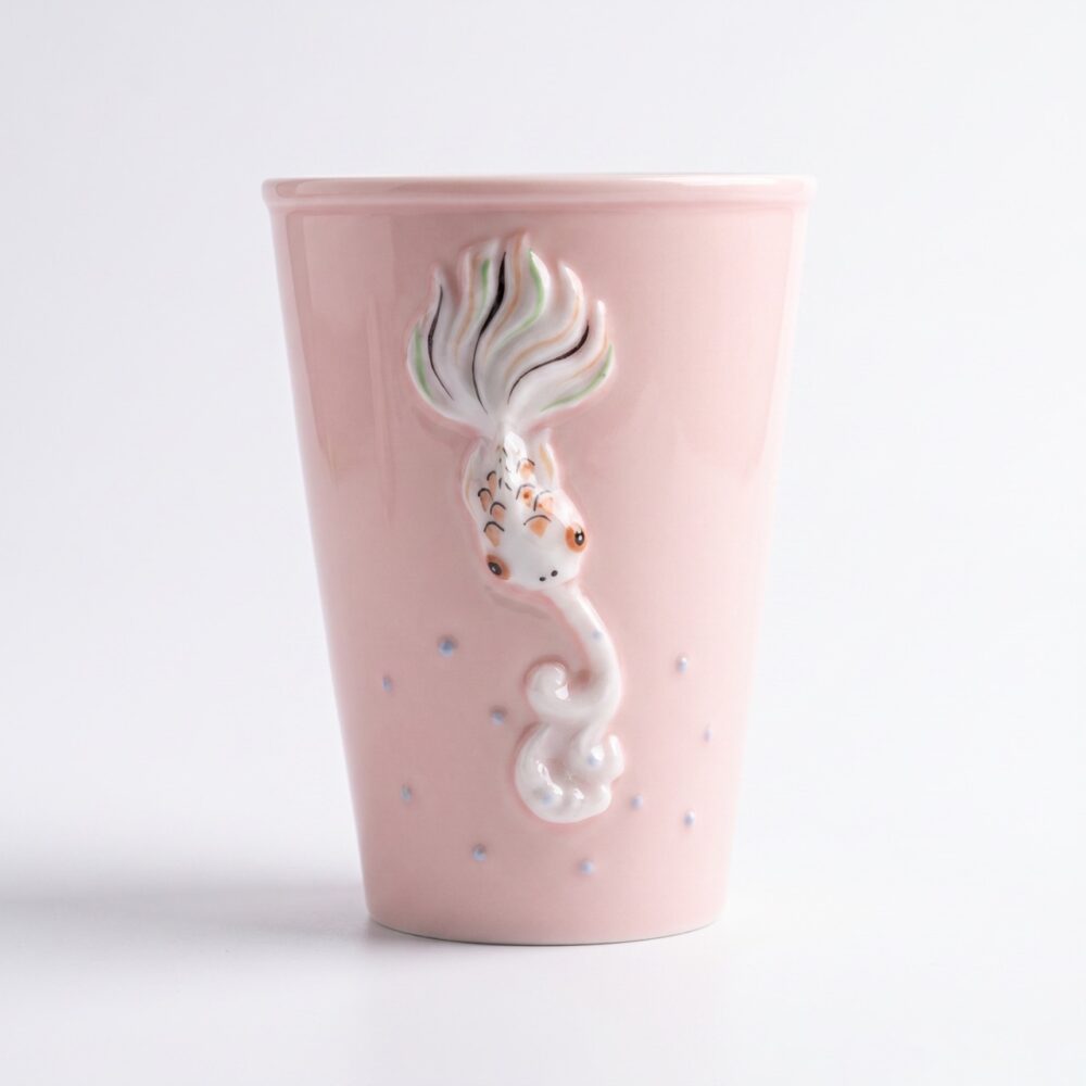 Handcrafted Dehua Porcelain Koi Fish Mug