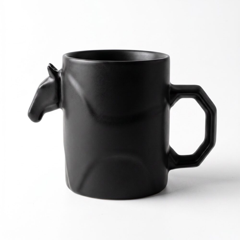 Horse Head Ceramic Mug – Artistic Sculptural Coffee Cup with Geometric Handle