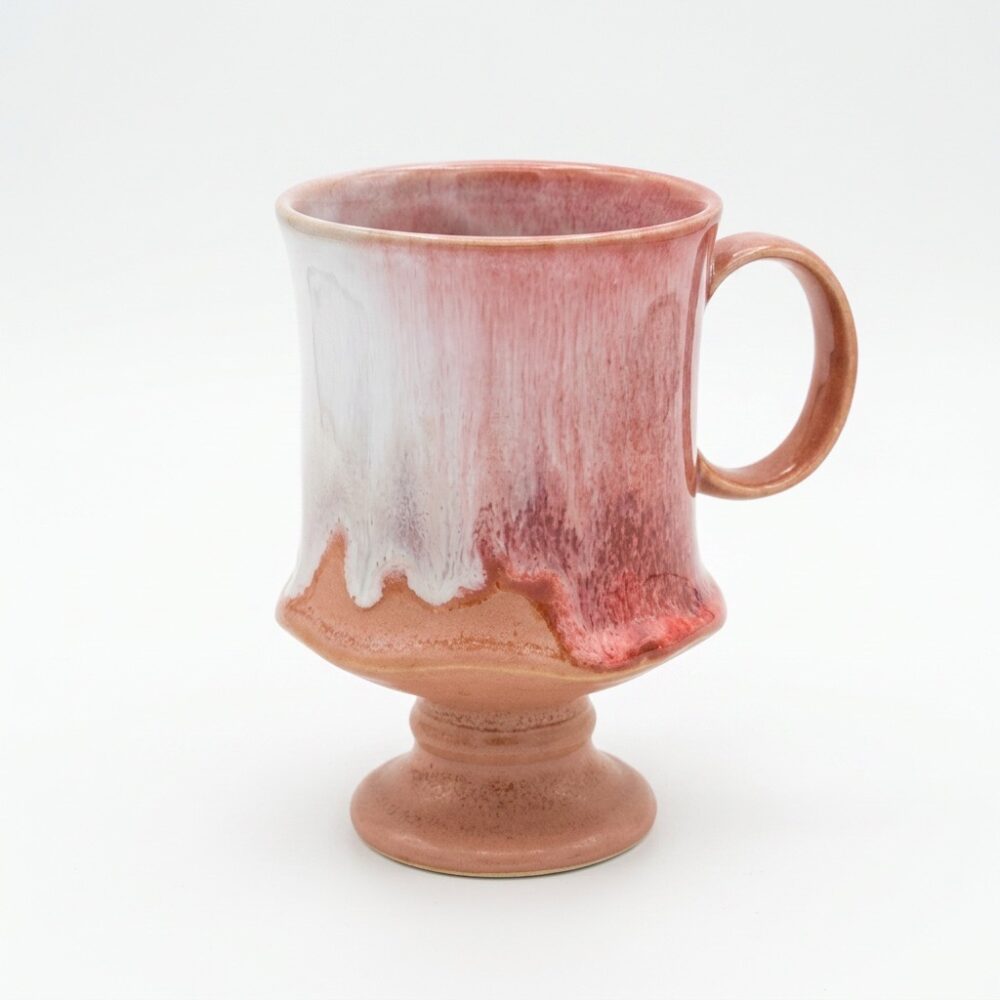 Blush Drip Glaze Pedestal Ceramic Mug