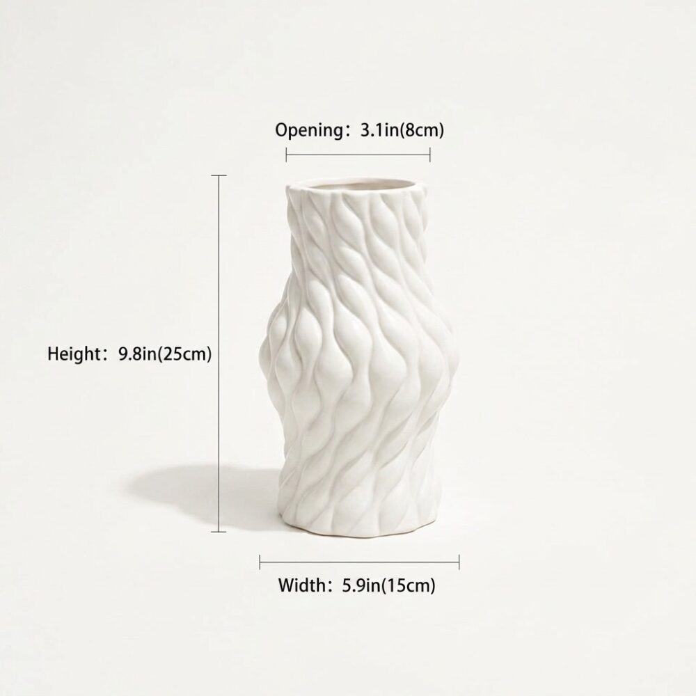 Modern Wave Texture 3D Printed Vase