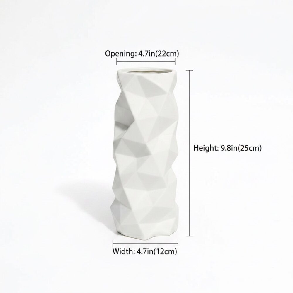 Modern Geometric White Ceramic Vase